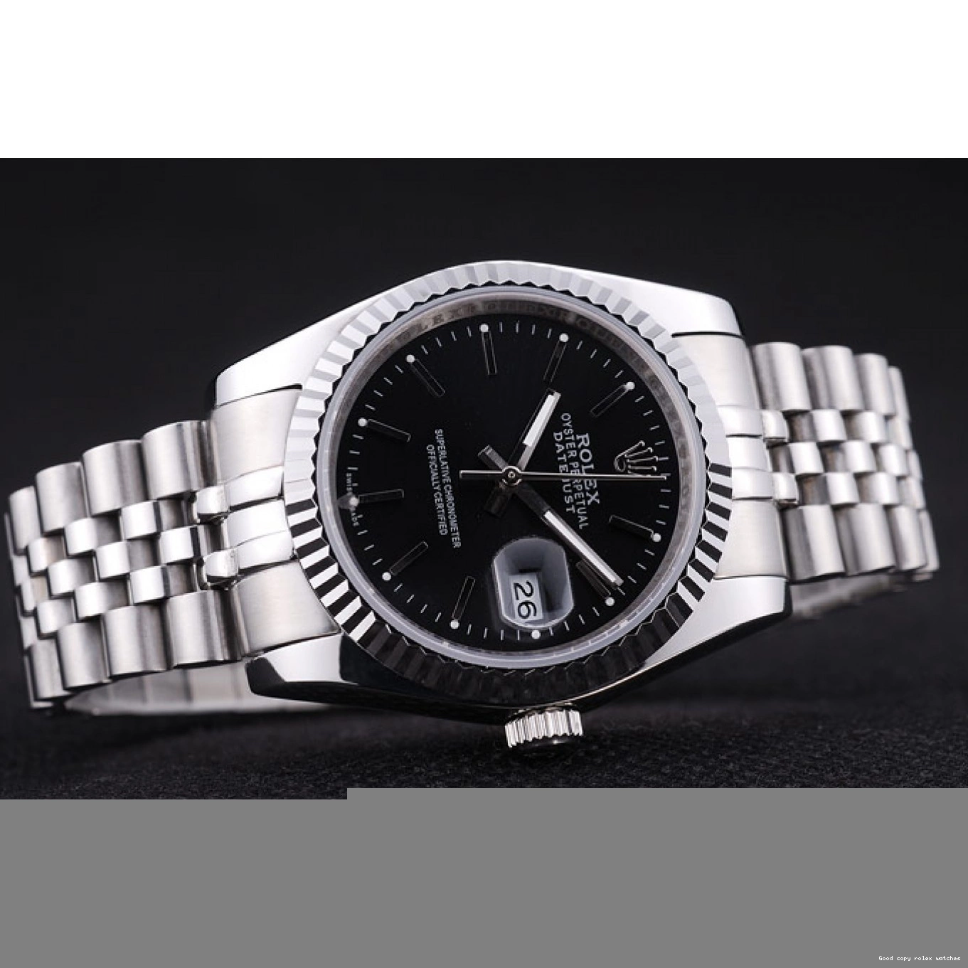 Good copy rolex watches Dial 7456 Datejust Ribbed Rolex Diamonds Black Bezel 0507